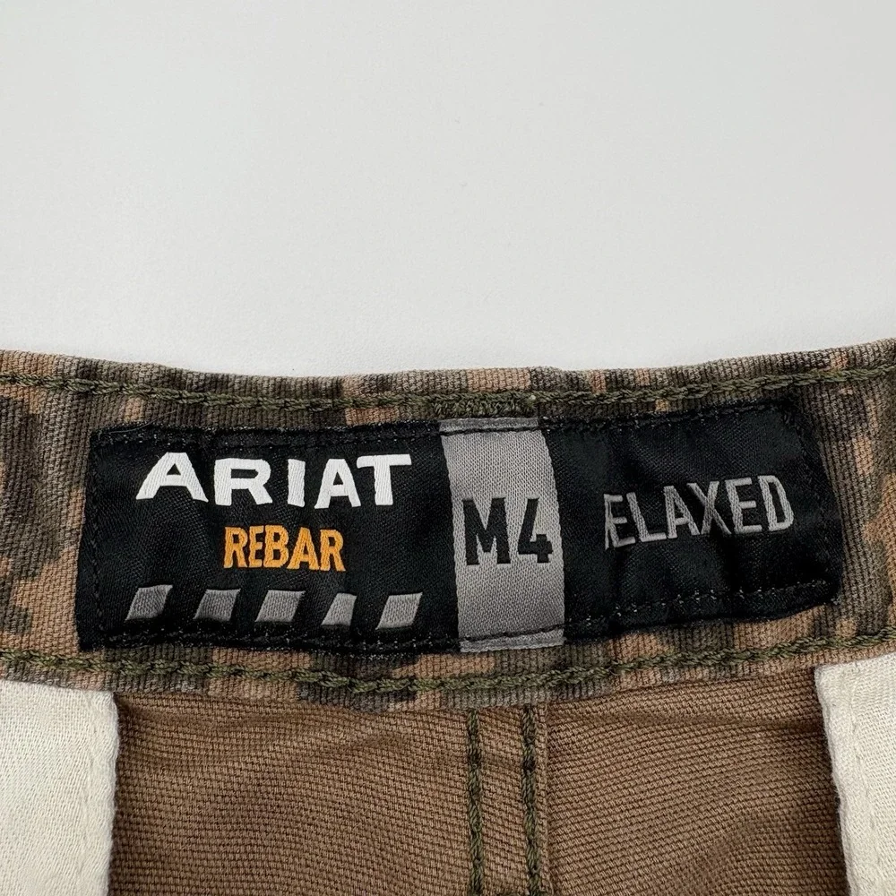 Ariat M4 Rebar Cargo Shorts Men 40 Olive Camo Digital Cotton Utility Work Pants